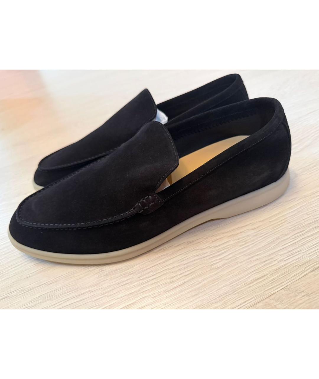 LORO PIANA Черные замшевые лоферы, фото 3