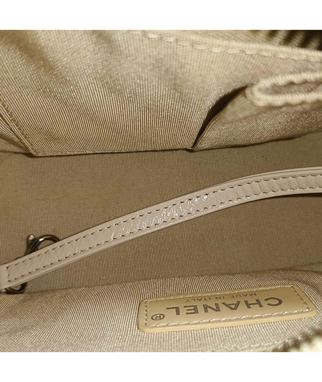 CHANEL Бежевая кожаная сумка через плечо, фото 3