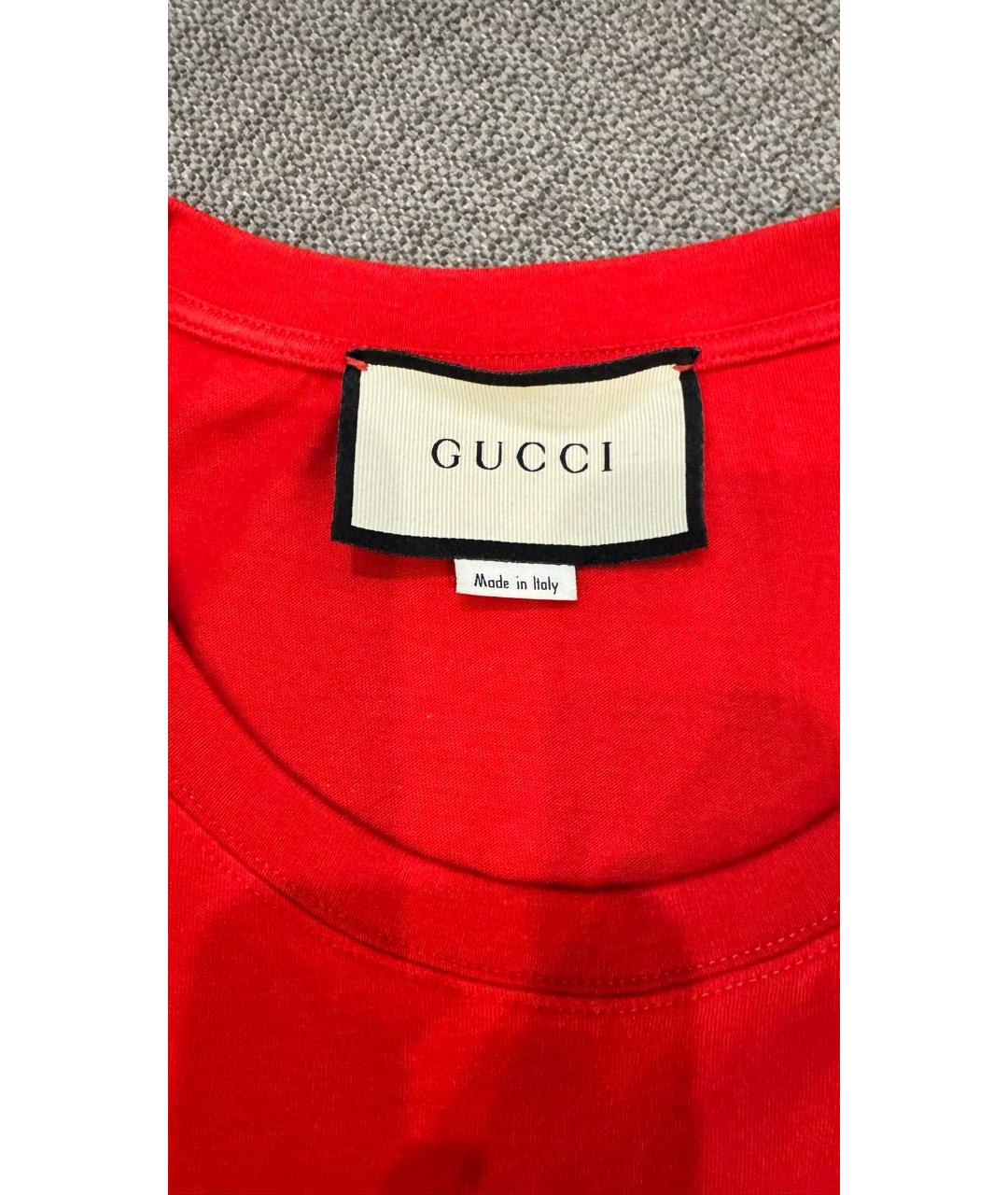 GUCCI Красная хлопковая майка, фото 3