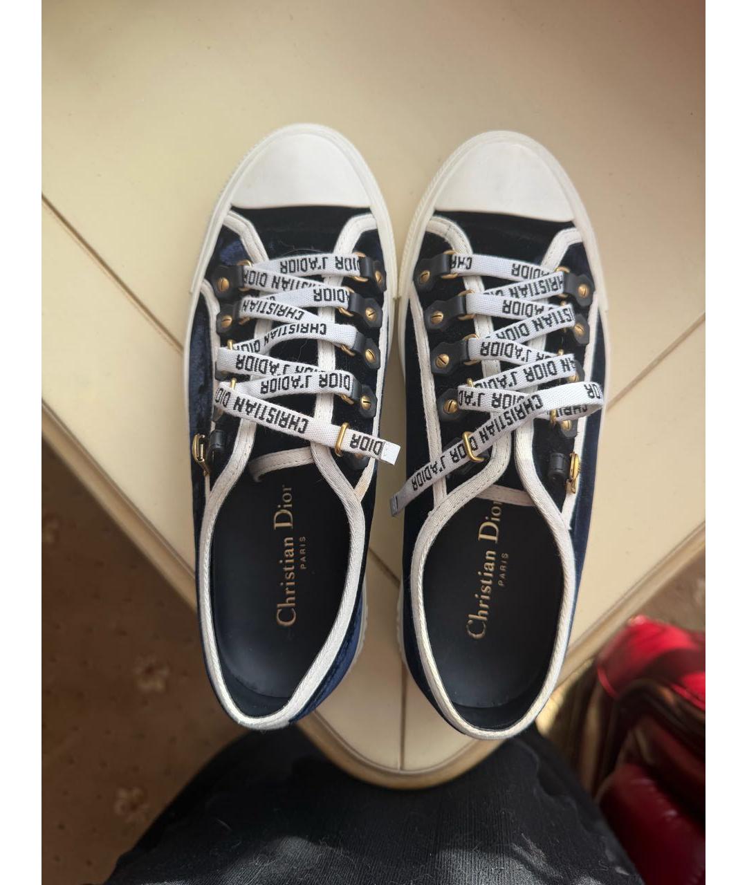 CHRISTIAN DIOR Темно-синие бархатные кеды, фото 2