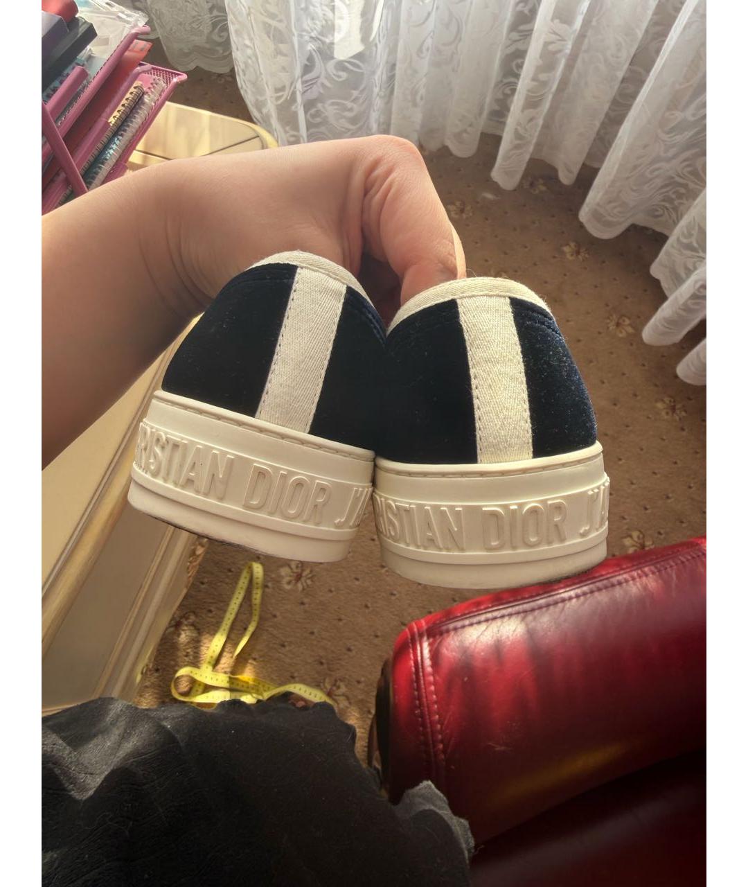 CHRISTIAN DIOR Темно-синие бархатные кеды, фото 4