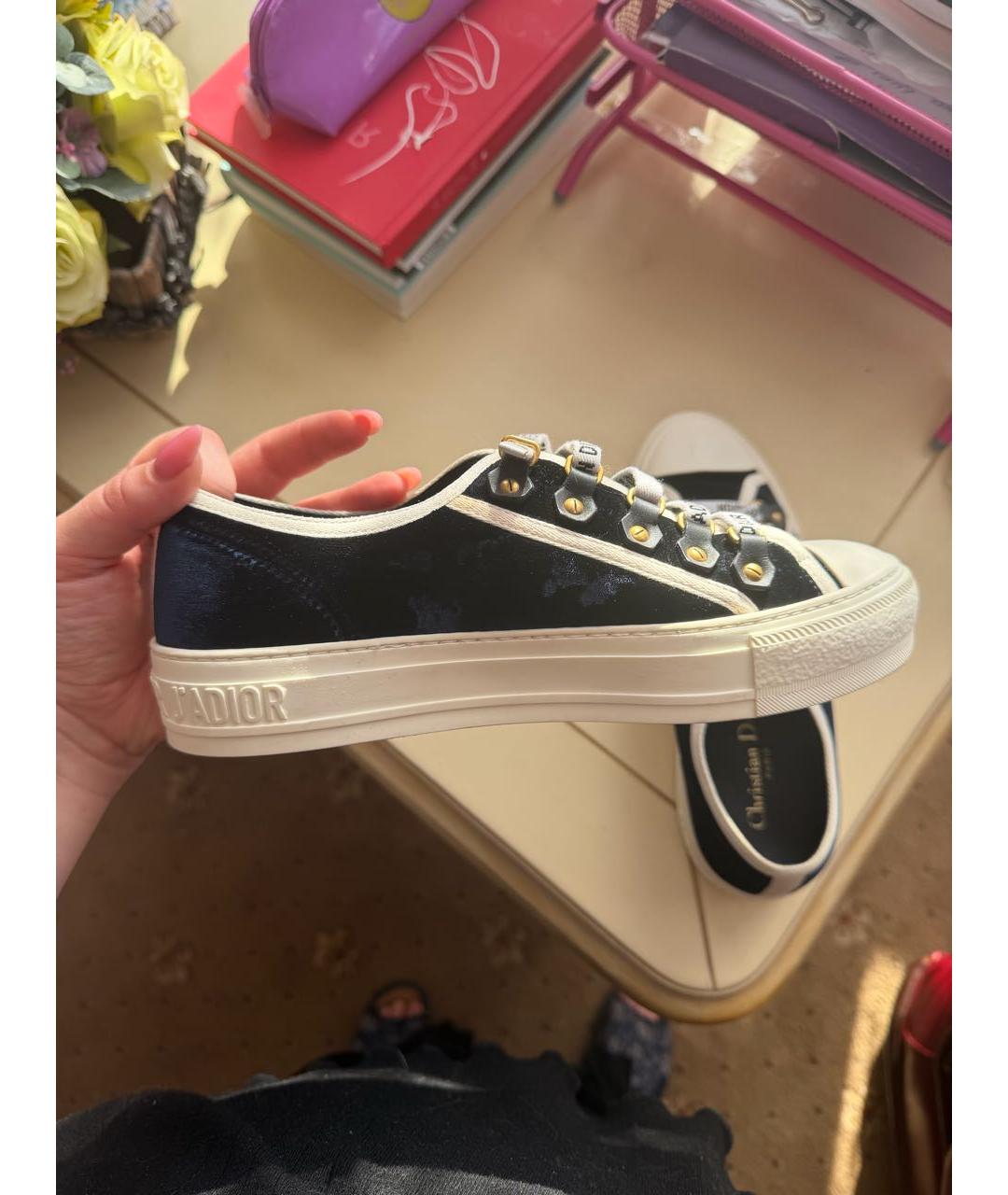 CHRISTIAN DIOR Темно-синие бархатные кеды, фото 8