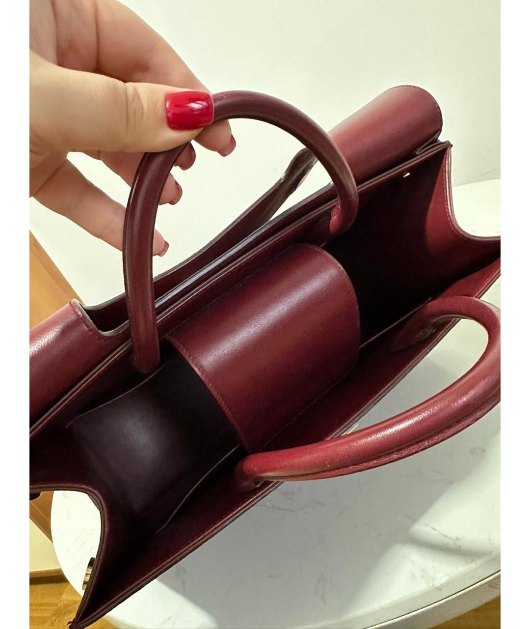 CHRISTIAN DIOR Бордовая кожаная сумка тоут, фото 4