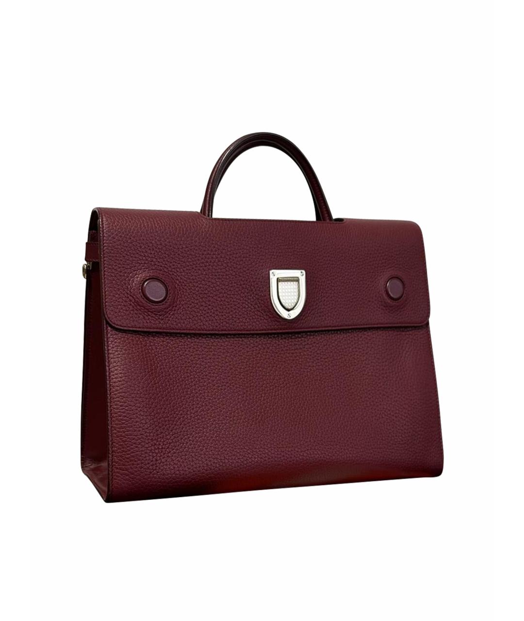 CHRISTIAN DIOR Бордовая кожаная сумка тоут, фото 1