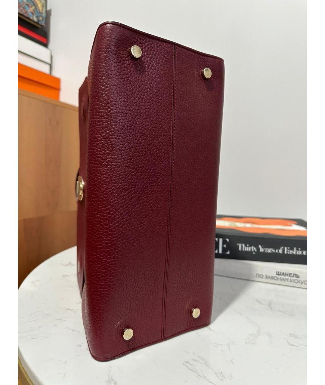 CHRISTIAN DIOR Бордовая кожаная сумка тоут, фото 6