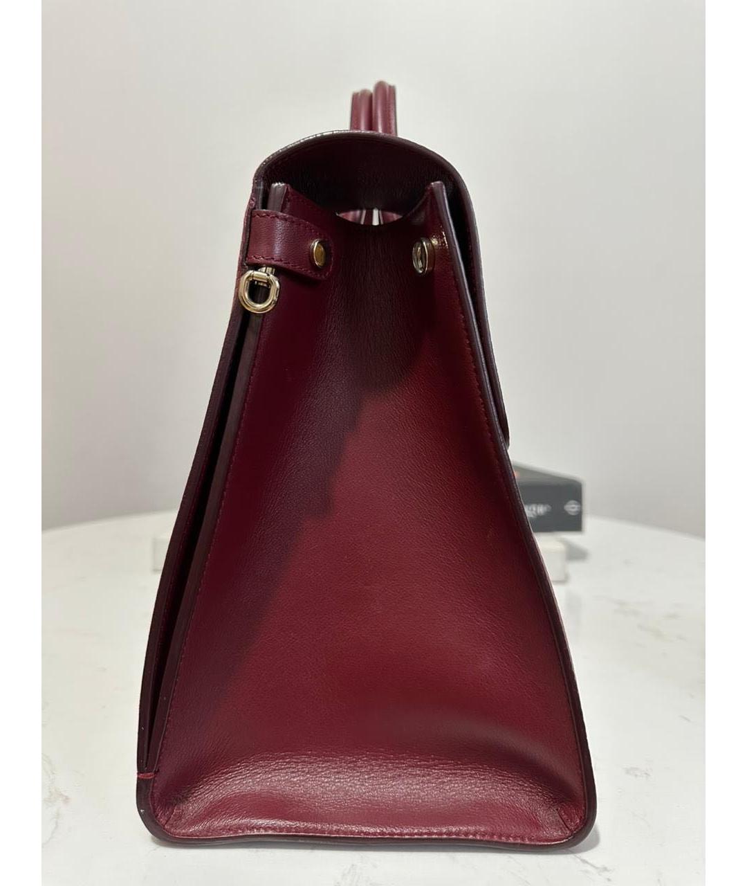 CHRISTIAN DIOR Бордовая кожаная сумка тоут, фото 2