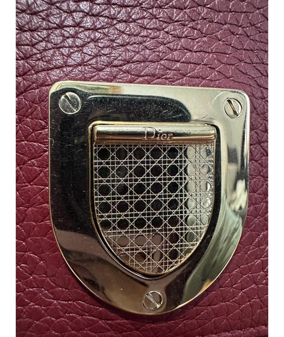 CHRISTIAN DIOR Бордовая кожаная сумка тоут, фото 5