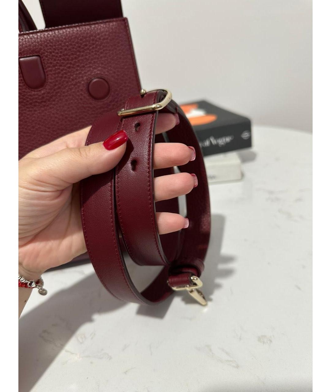 CHRISTIAN DIOR Бордовая кожаная сумка тоут, фото 8