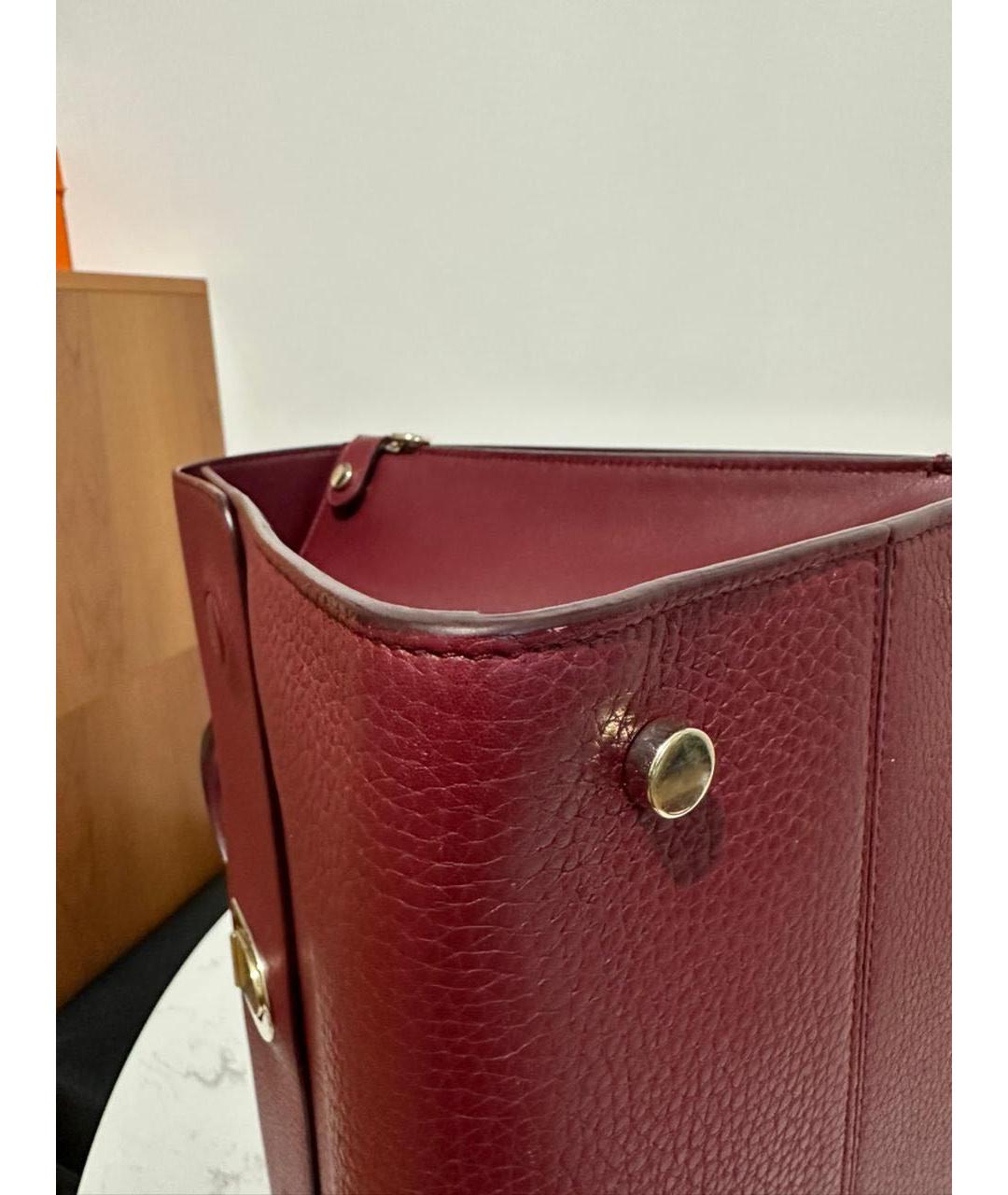 CHRISTIAN DIOR Бордовая кожаная сумка тоут, фото 7