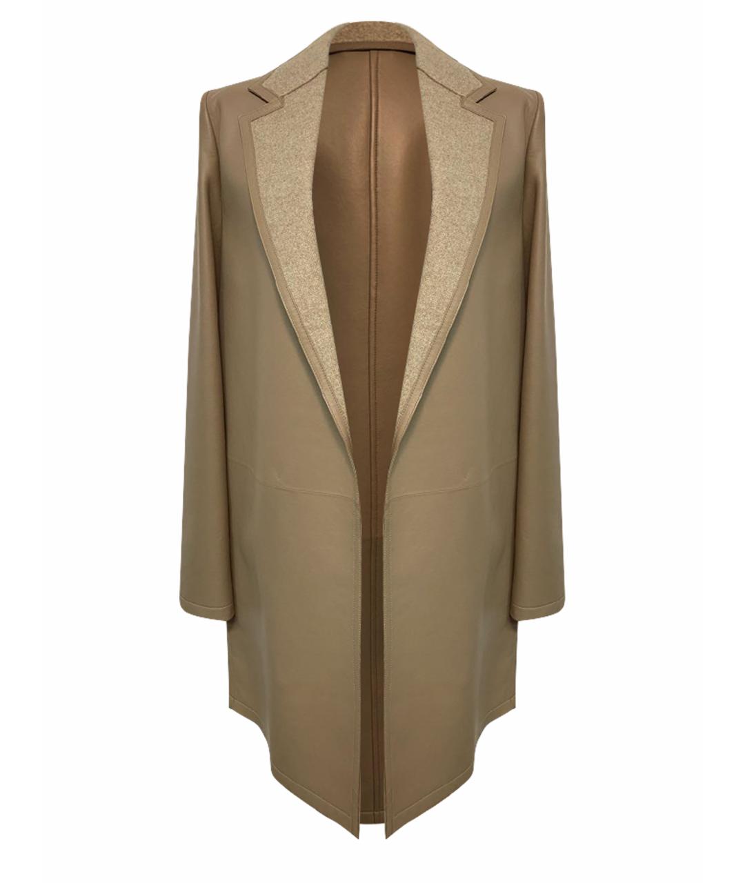 POLO RALPH LAUREN Бежевый кожаный тренч/плащ, фото 1