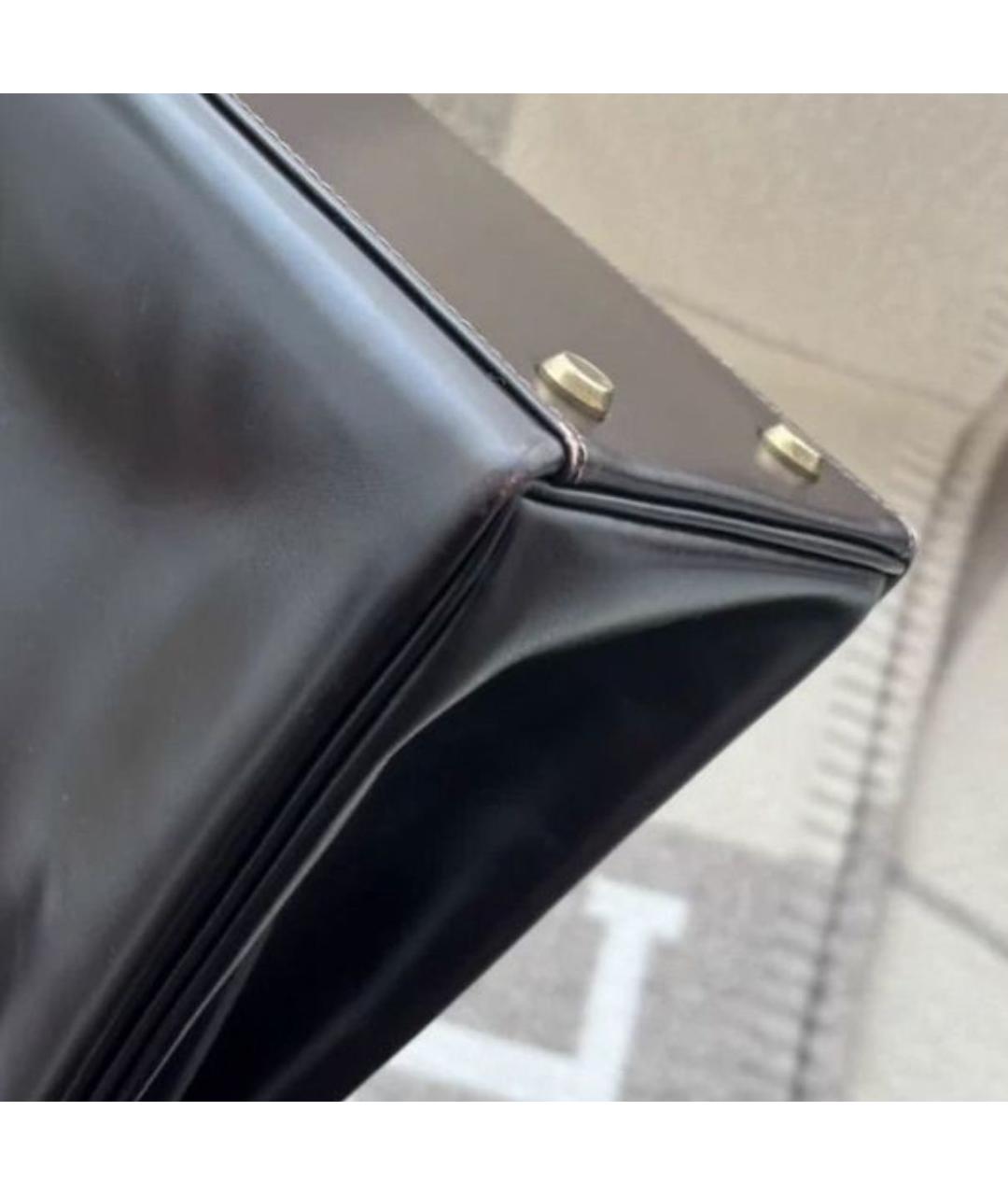 HERMES Черная кожаная сумка с короткими ручками, фото 8