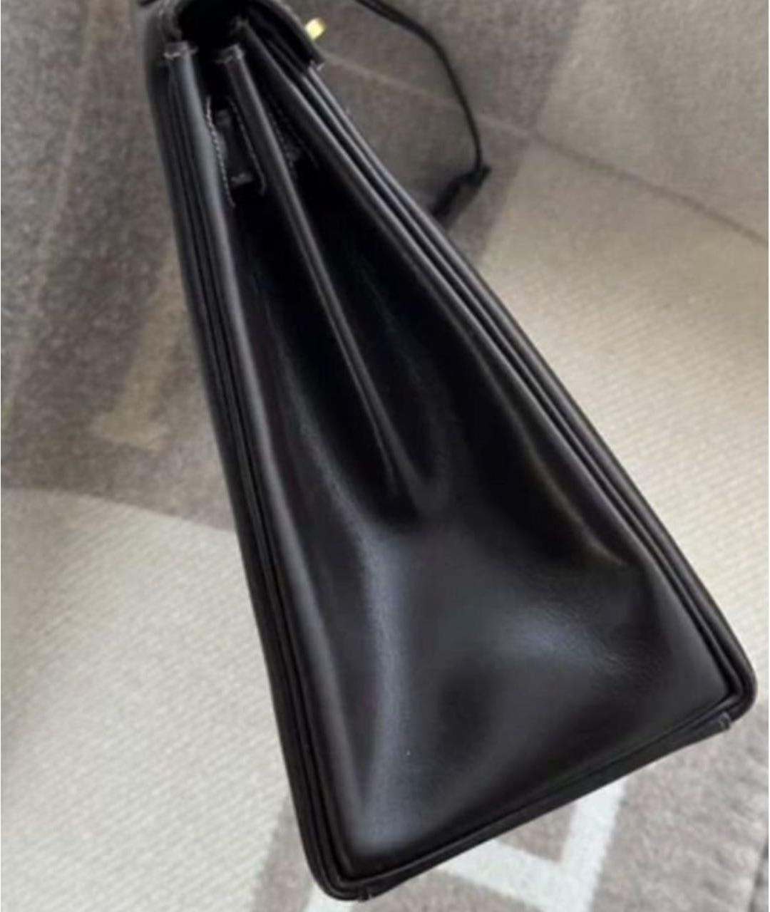 HERMES Черная кожаная сумка с короткими ручками, фото 7