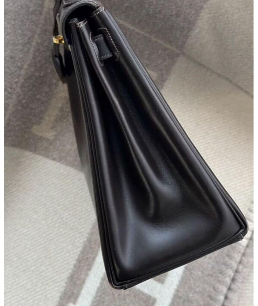 HERMES Черная кожаная сумка с короткими ручками, фото 6