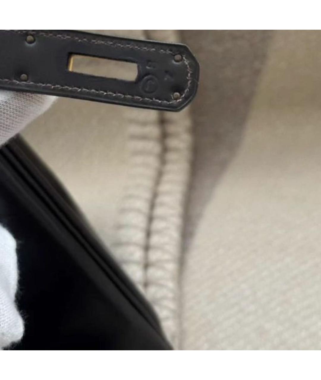 HERMES Черная кожаная сумка с короткими ручками, фото 4