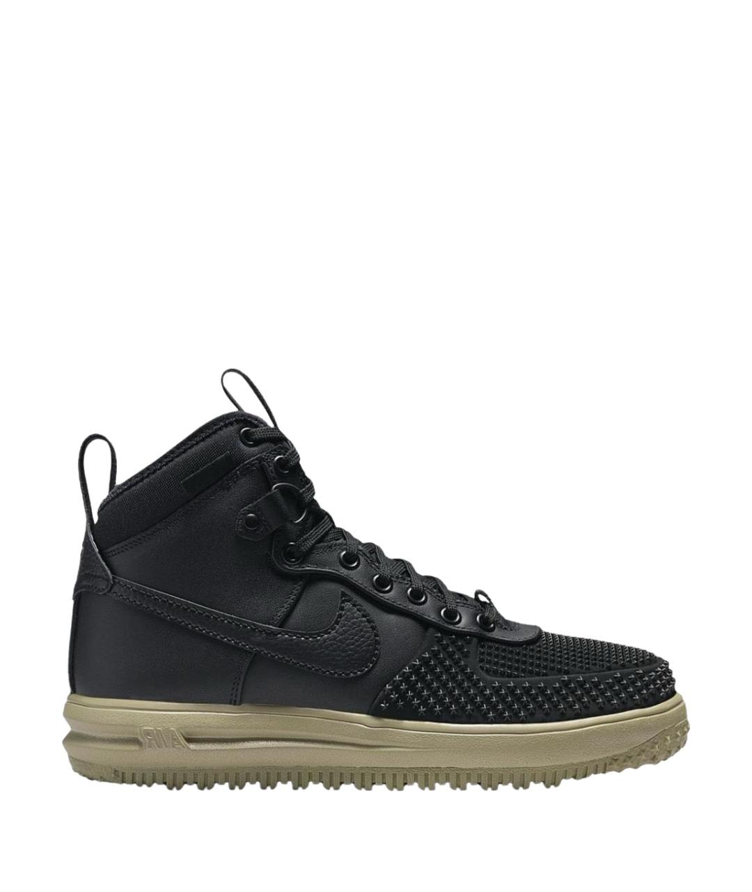 NIKE Черные кожаные высокие кроссовки / кеды, фото 1