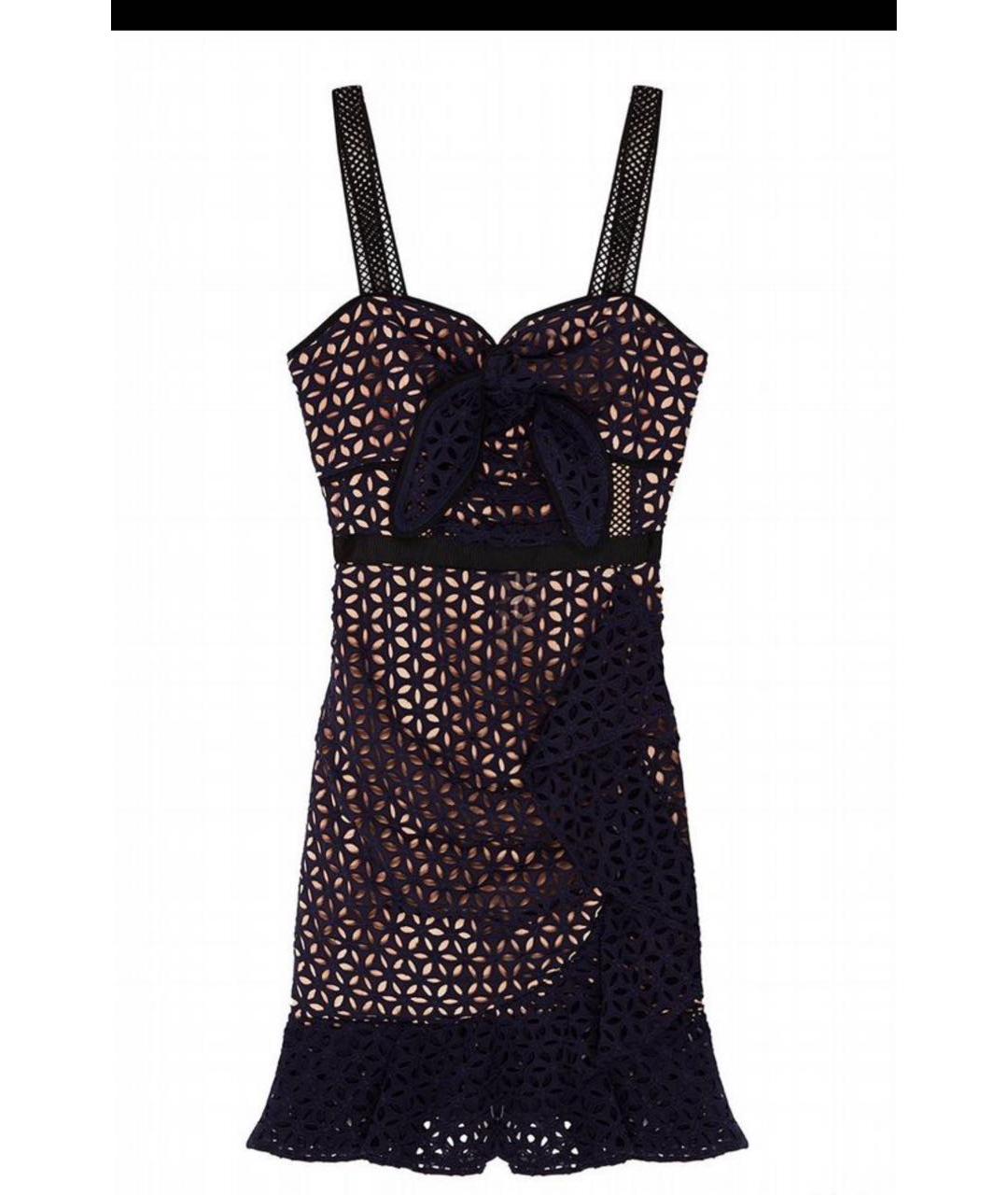 SELF-PORTRAIT Синее кружевное коктейльное платье, фото 4