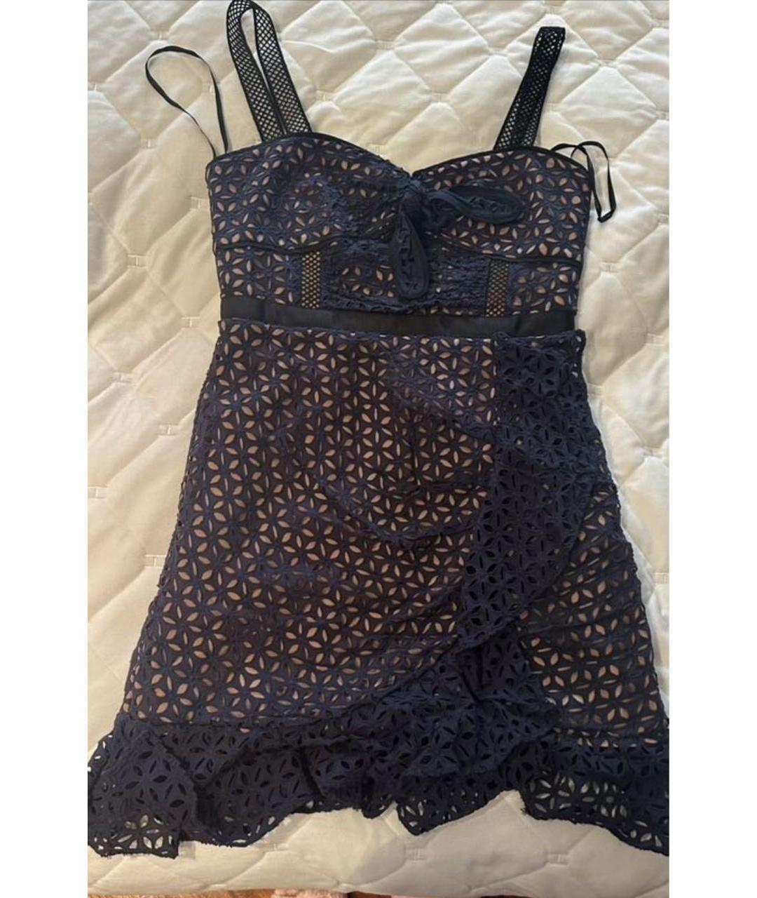 SELF-PORTRAIT Синее кружевное коктейльное платье, фото 2