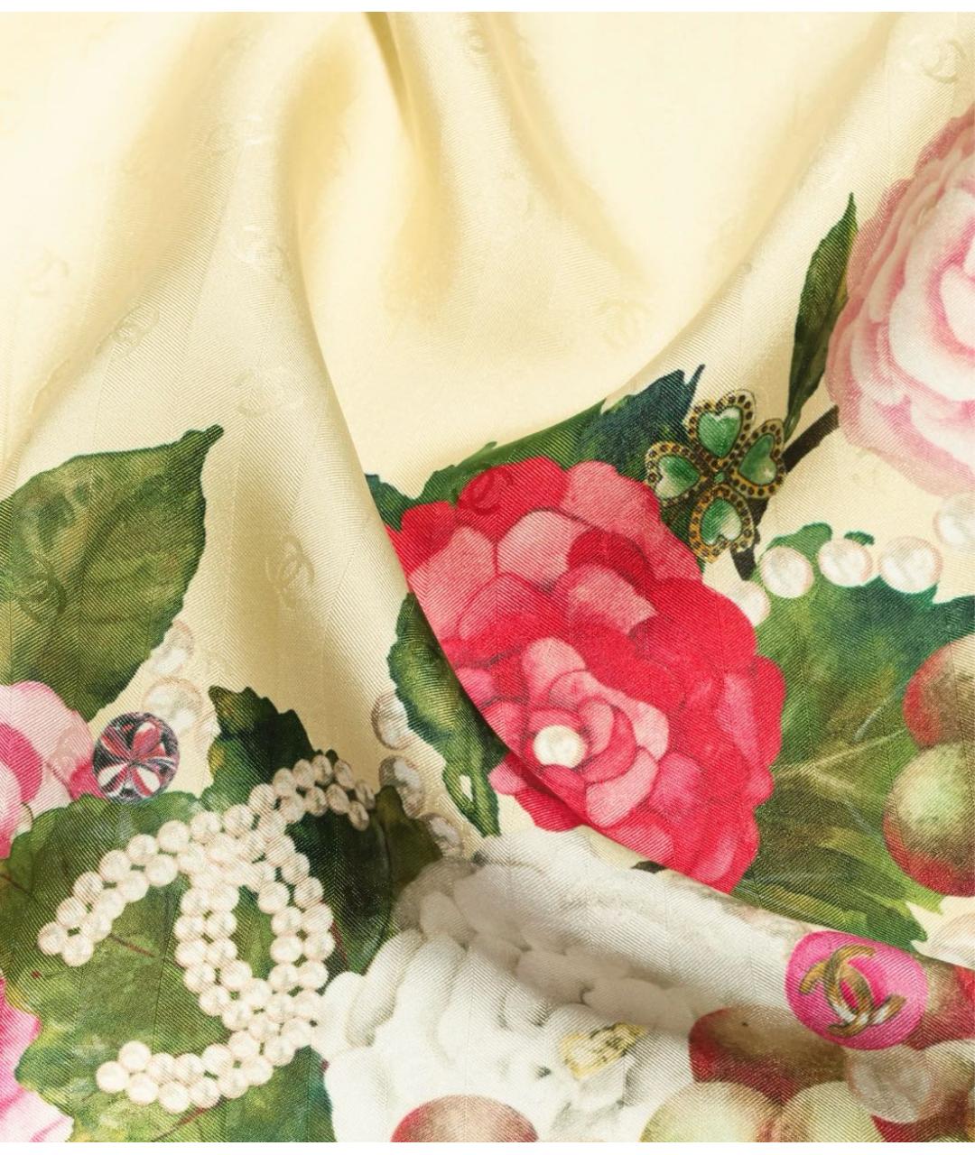 CHANEL Желтый шелковый платок, фото 2