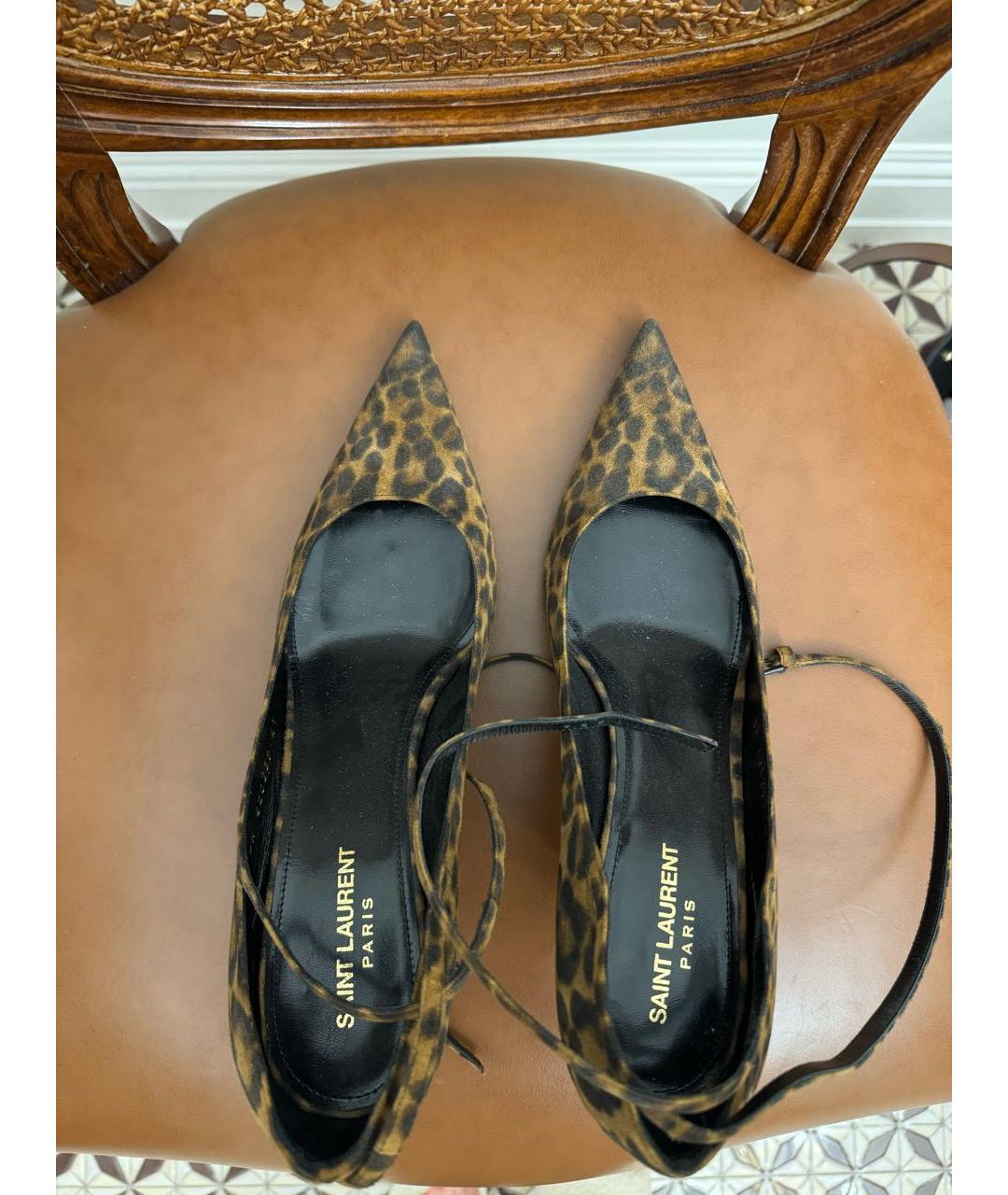 SAINT LAURENT Коричневые кожаные туфли, фото 3