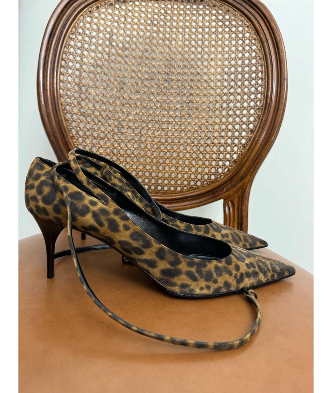 SAINT LAURENT Коричневые кожаные туфли, фото 4