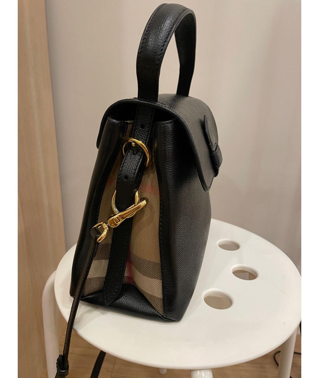 BURBERRY Черная кожаная сумка с короткими ручками, фото 2