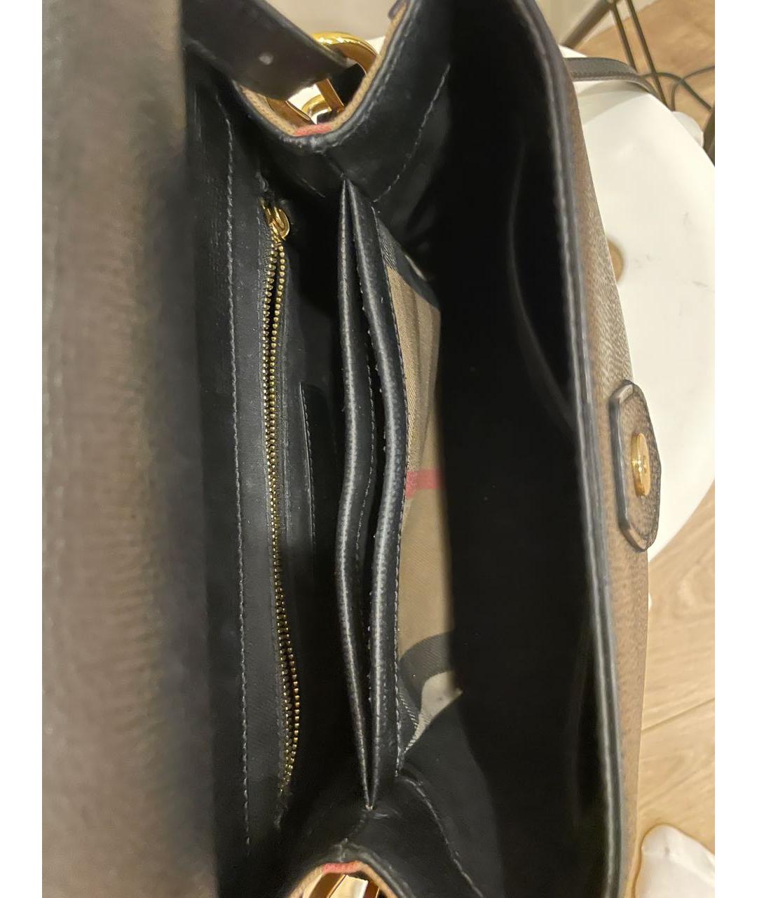 BURBERRY Черная кожаная сумка с короткими ручками, фото 4