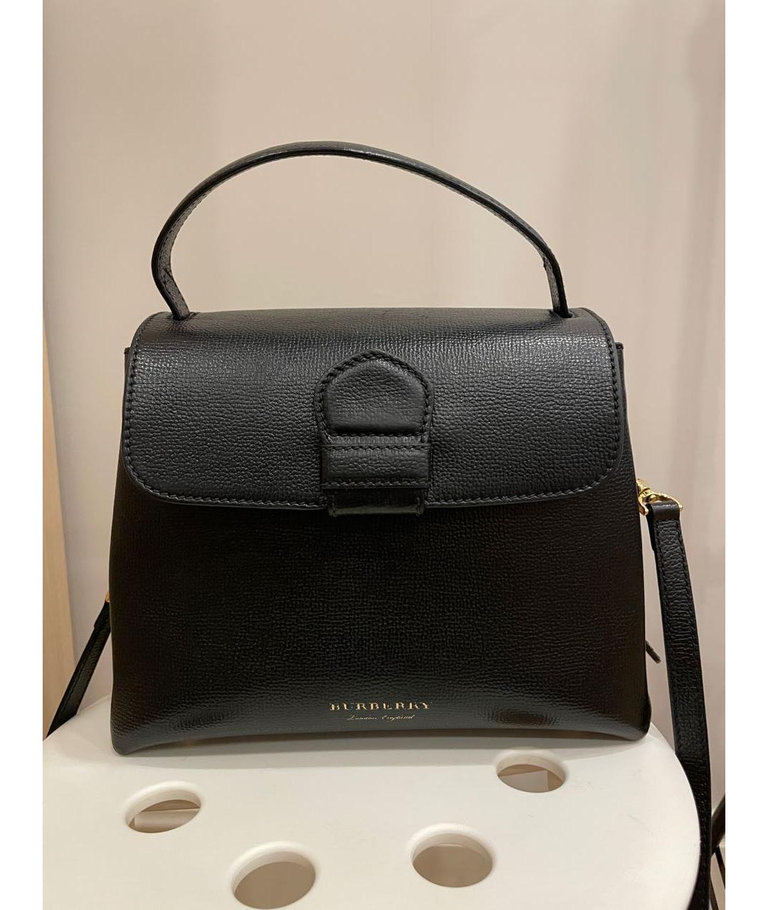 BURBERRY Черная кожаная сумка с короткими ручками, фото 8