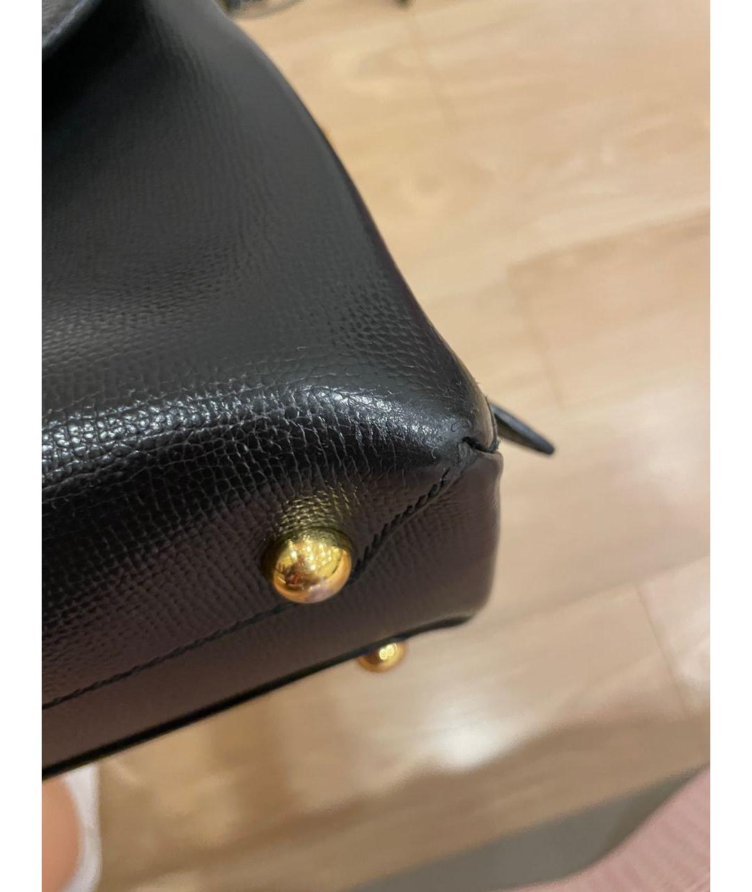 BURBERRY Черная кожаная сумка с короткими ручками, фото 6