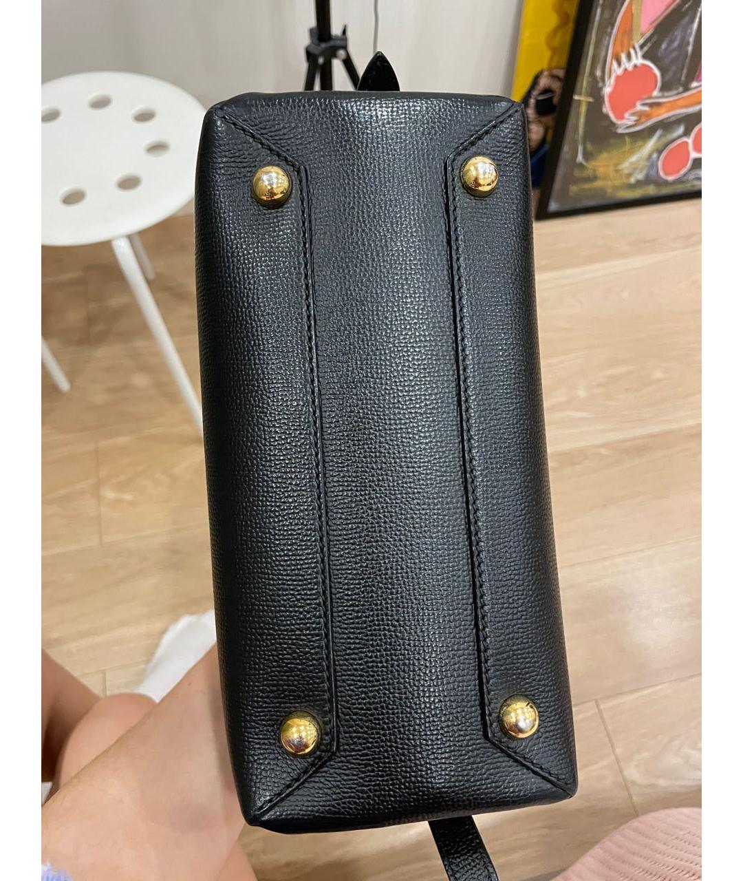 BURBERRY Черная кожаная сумка с короткими ручками, фото 7