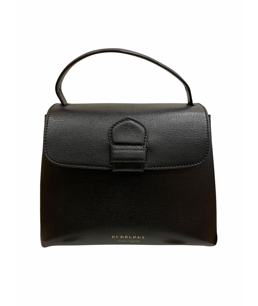 BURBERRY Черная кожаная сумка с короткими ручками, фото 1