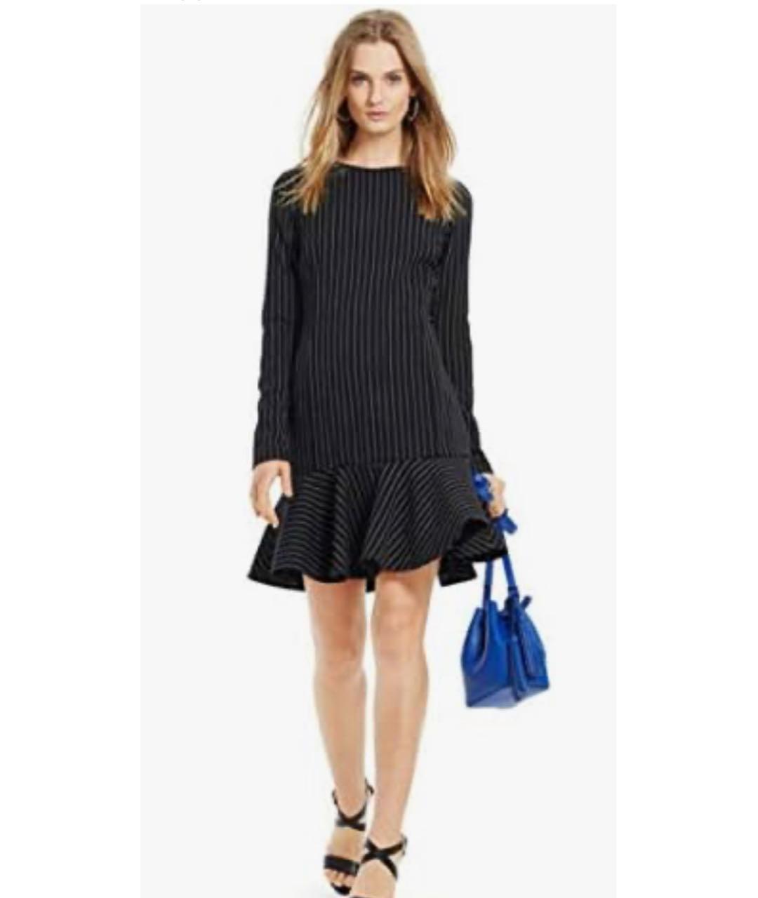 POLO RALPH LAUREN Черное шерстяное повседневное платье, фото 7