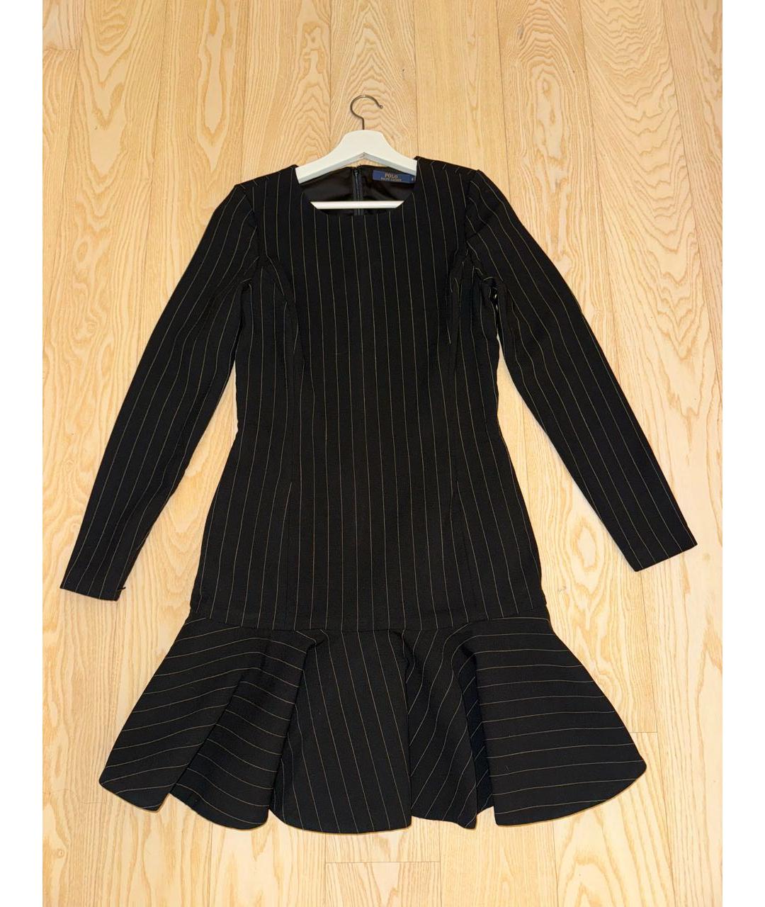 POLO RALPH LAUREN Черное шерстяное повседневное платье, фото 9