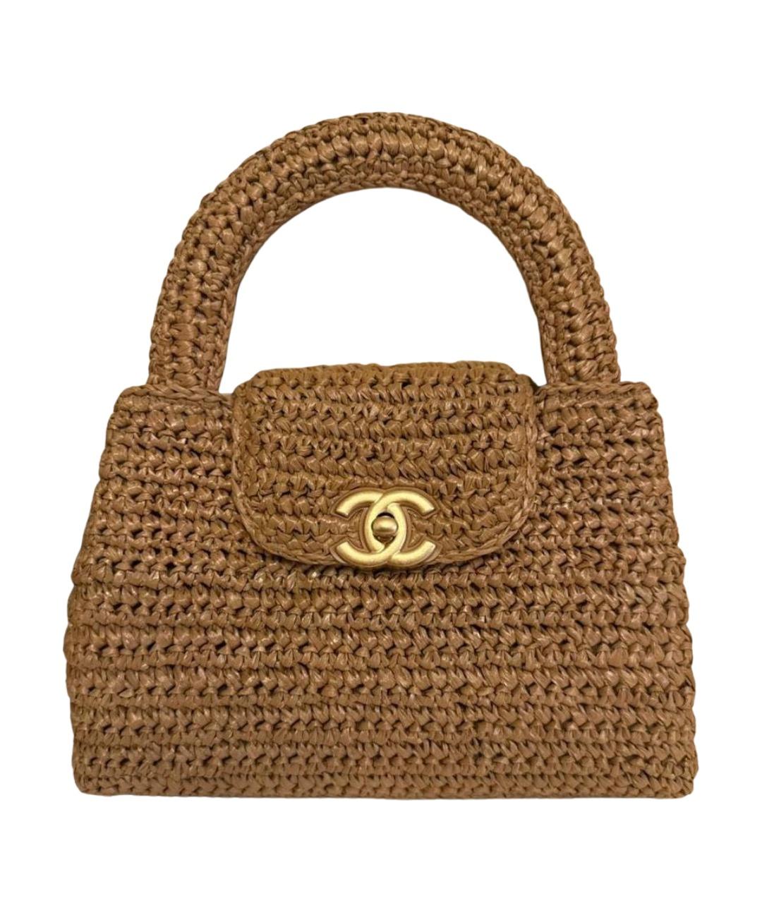 CHANEL Бежевая пелетеная сумка с короткими ручками, фото 1