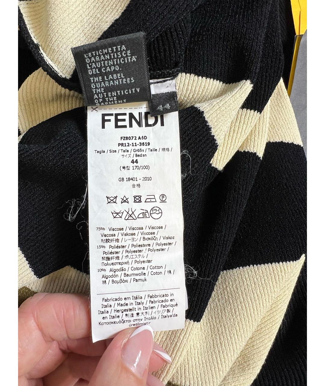 FENDI Черное вискозное повседневное платье, фото 4