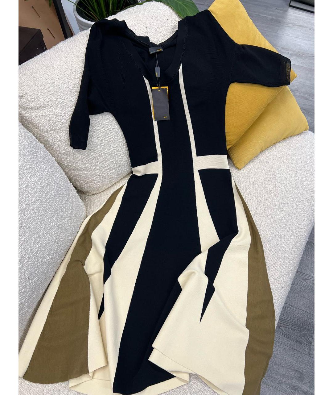 FENDI Черное вискозное повседневное платье, фото 8