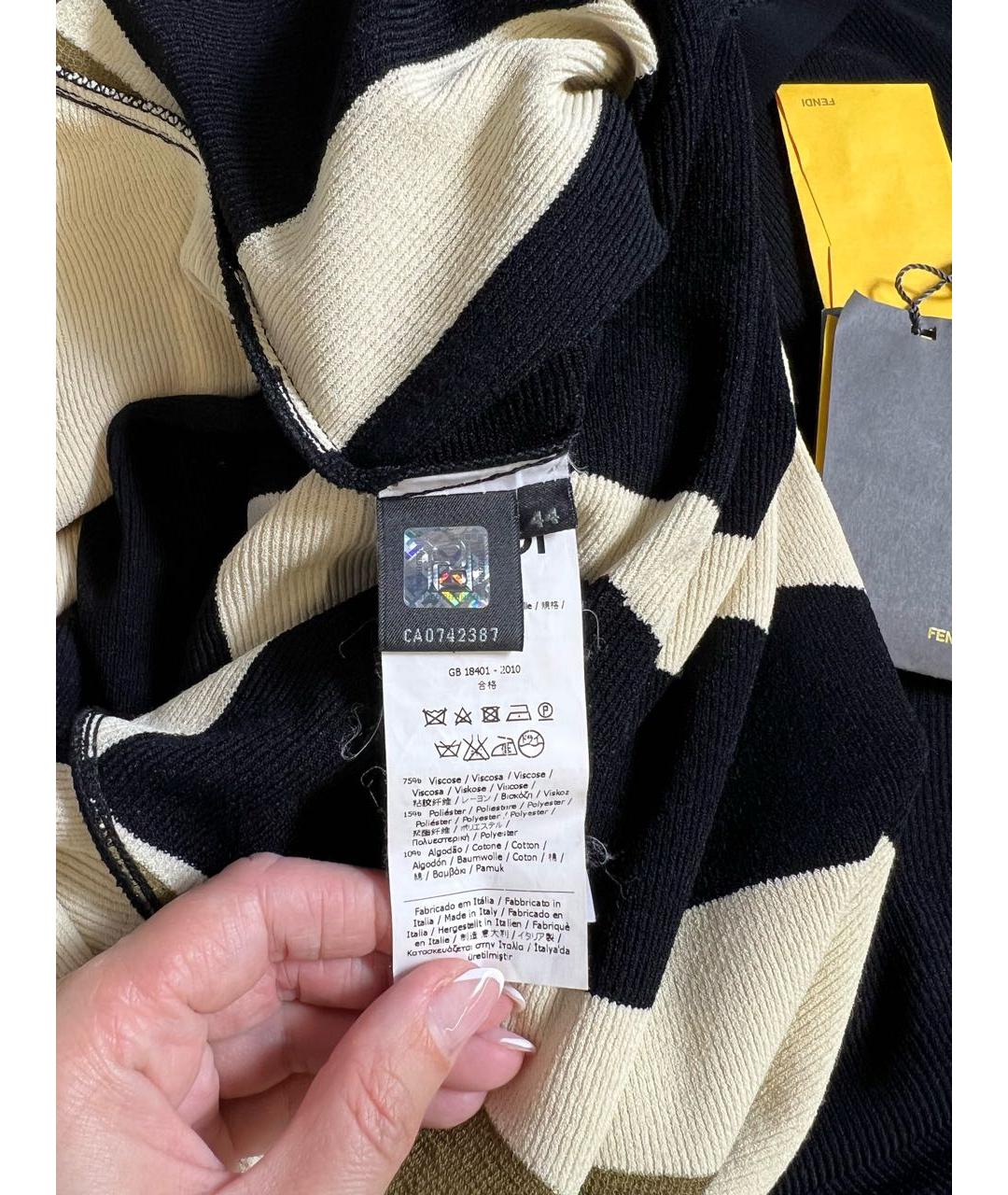 FENDI Черное вискозное повседневное платье, фото 7