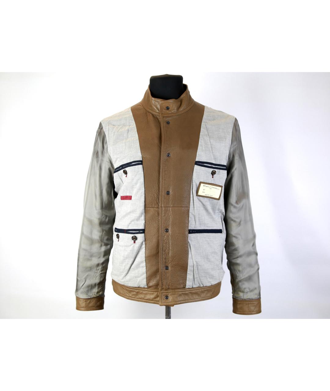 BRUNELLO CUCINELLI Коричневая кожаная куртка, фото 6