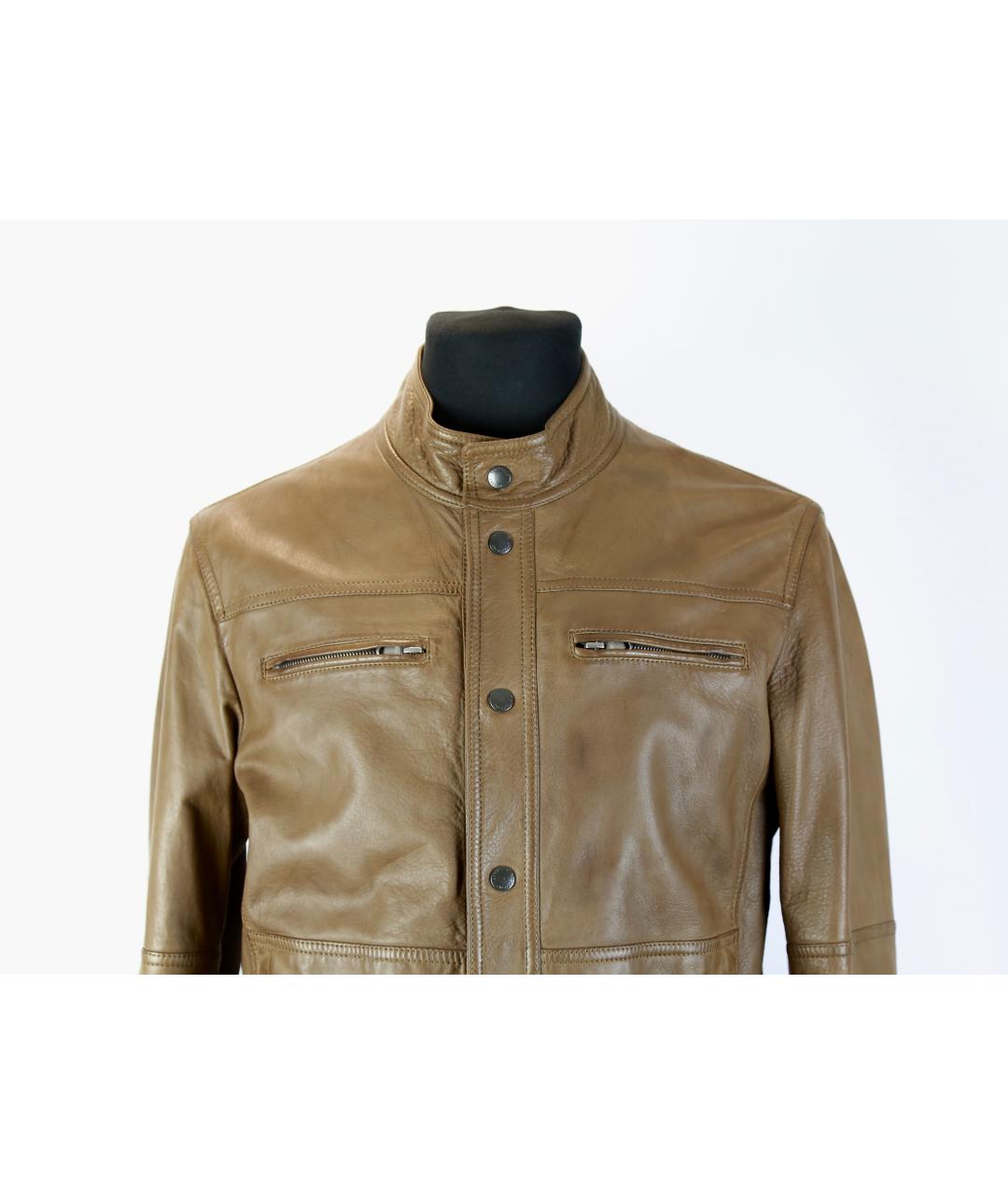 BRUNELLO CUCINELLI Коричневая кожаная куртка, фото 3