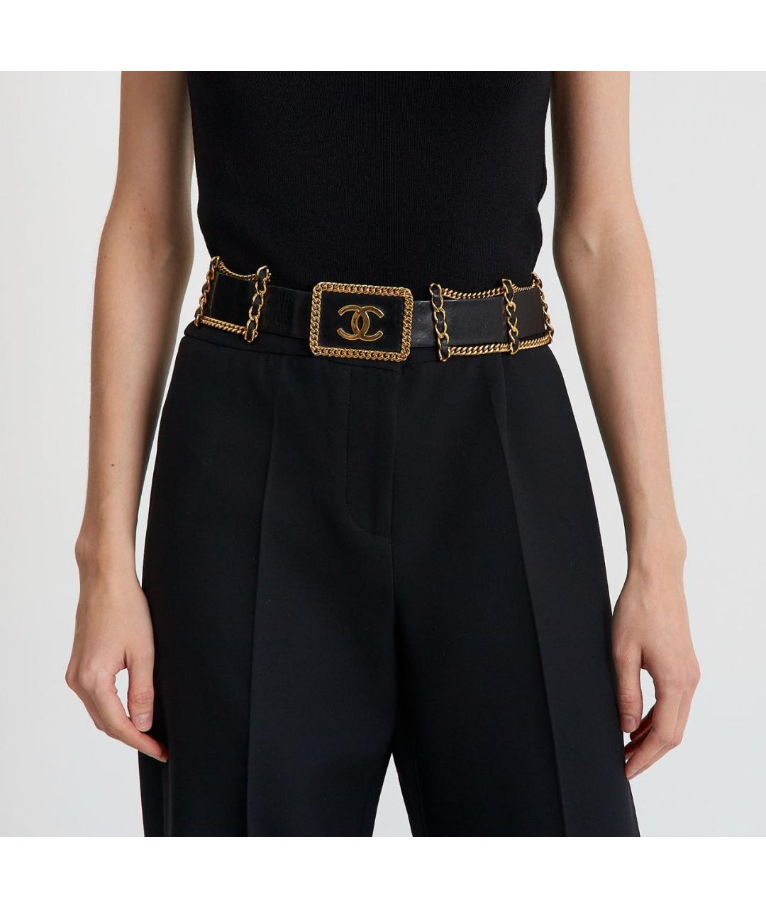 CHANEL Черный кожаный ремень, фото 3