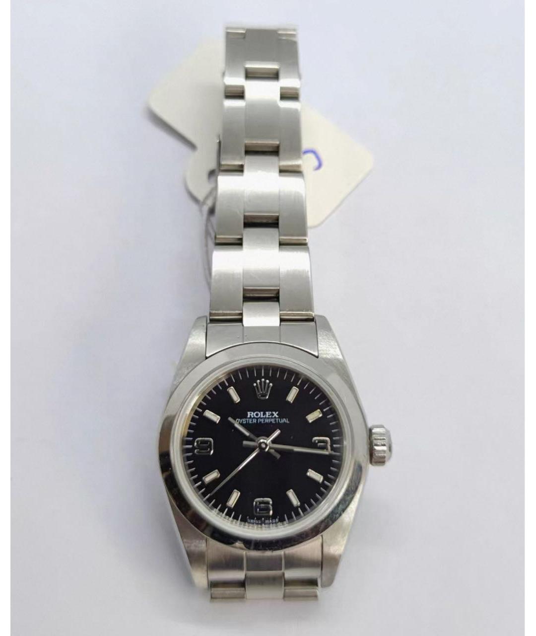 ROLEX Черные металлические часы, фото 4