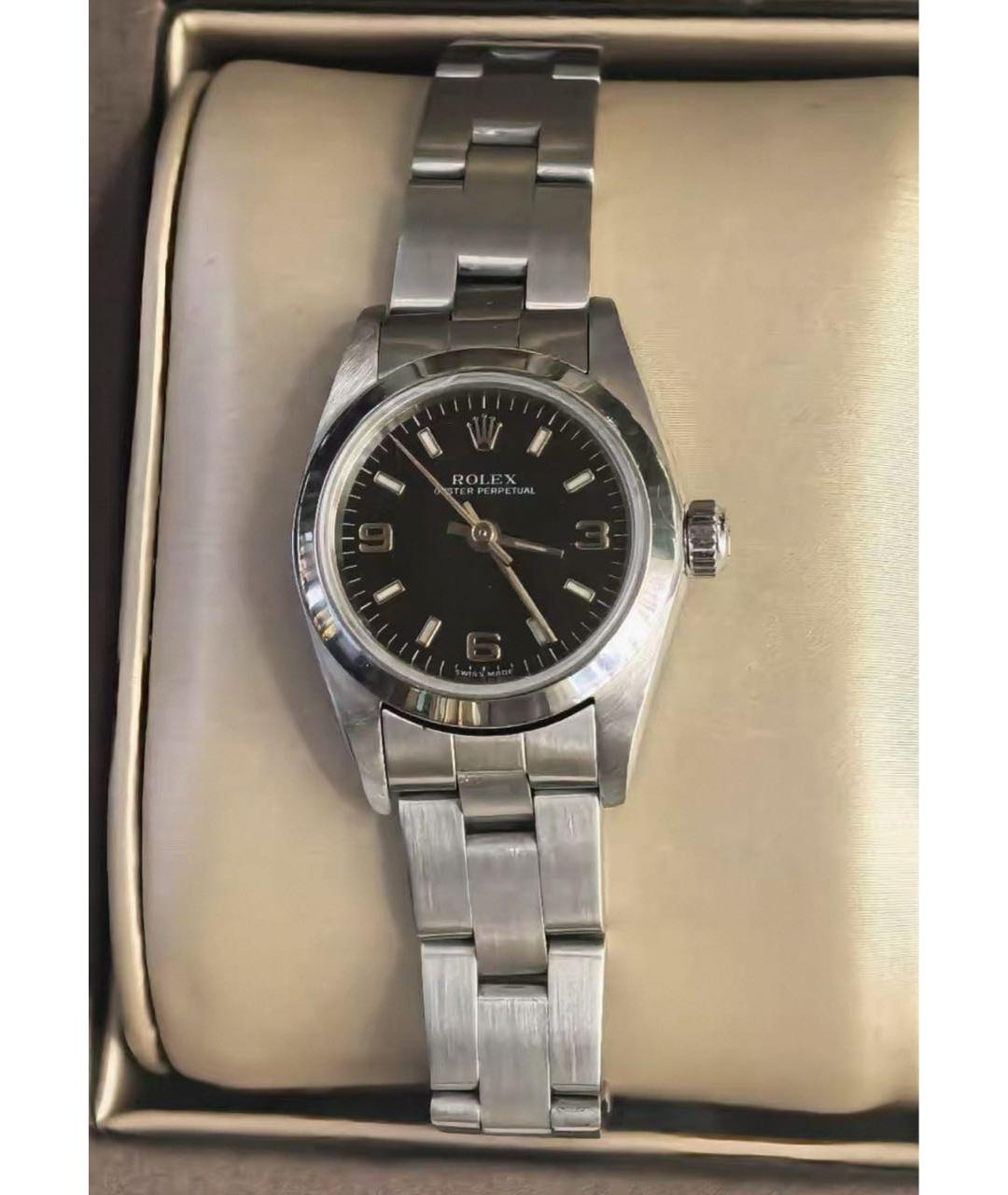 ROLEX Черные металлические часы, фото 2