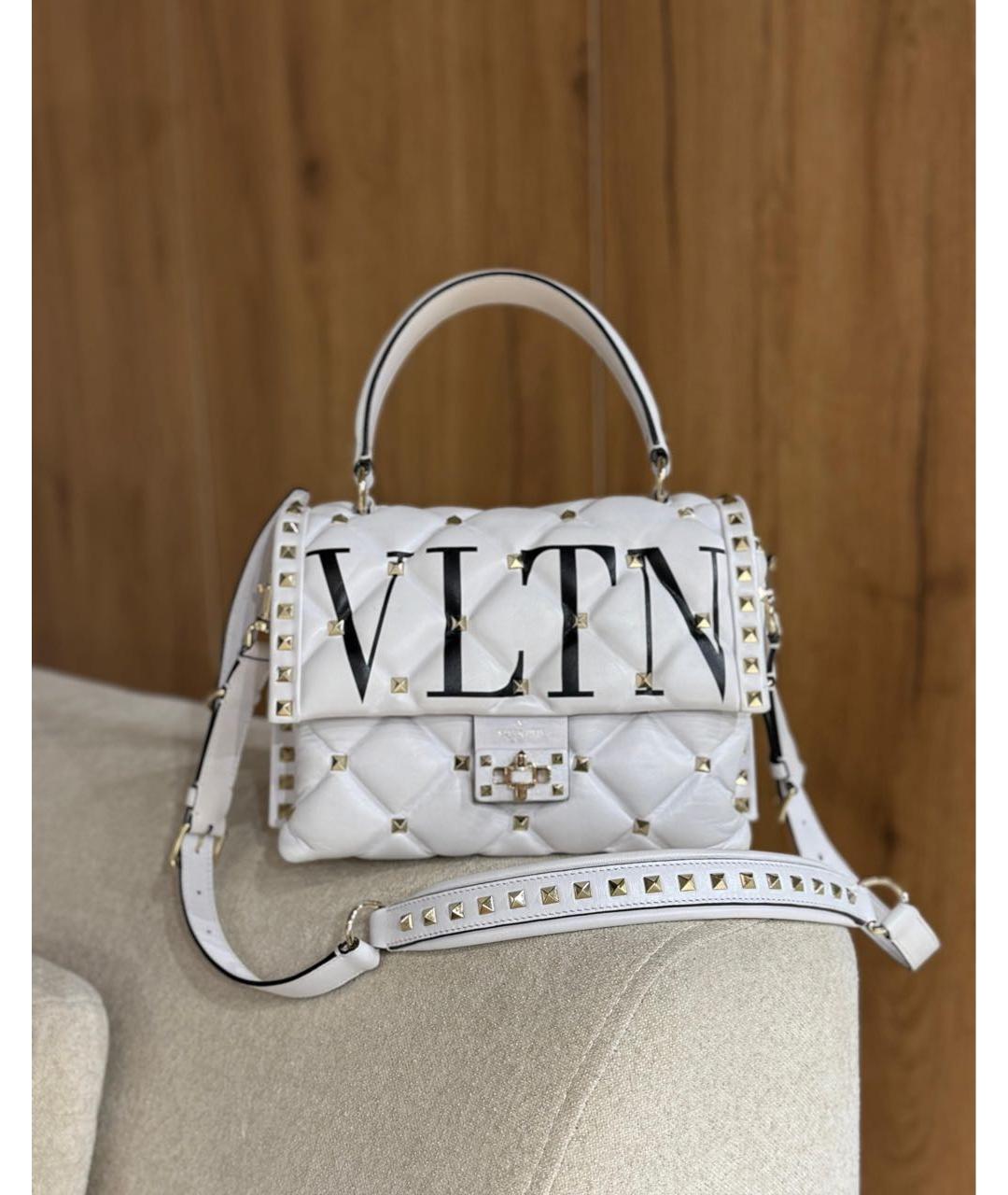 VALENTINO Белая кожаная сумка с короткими ручками, фото 2