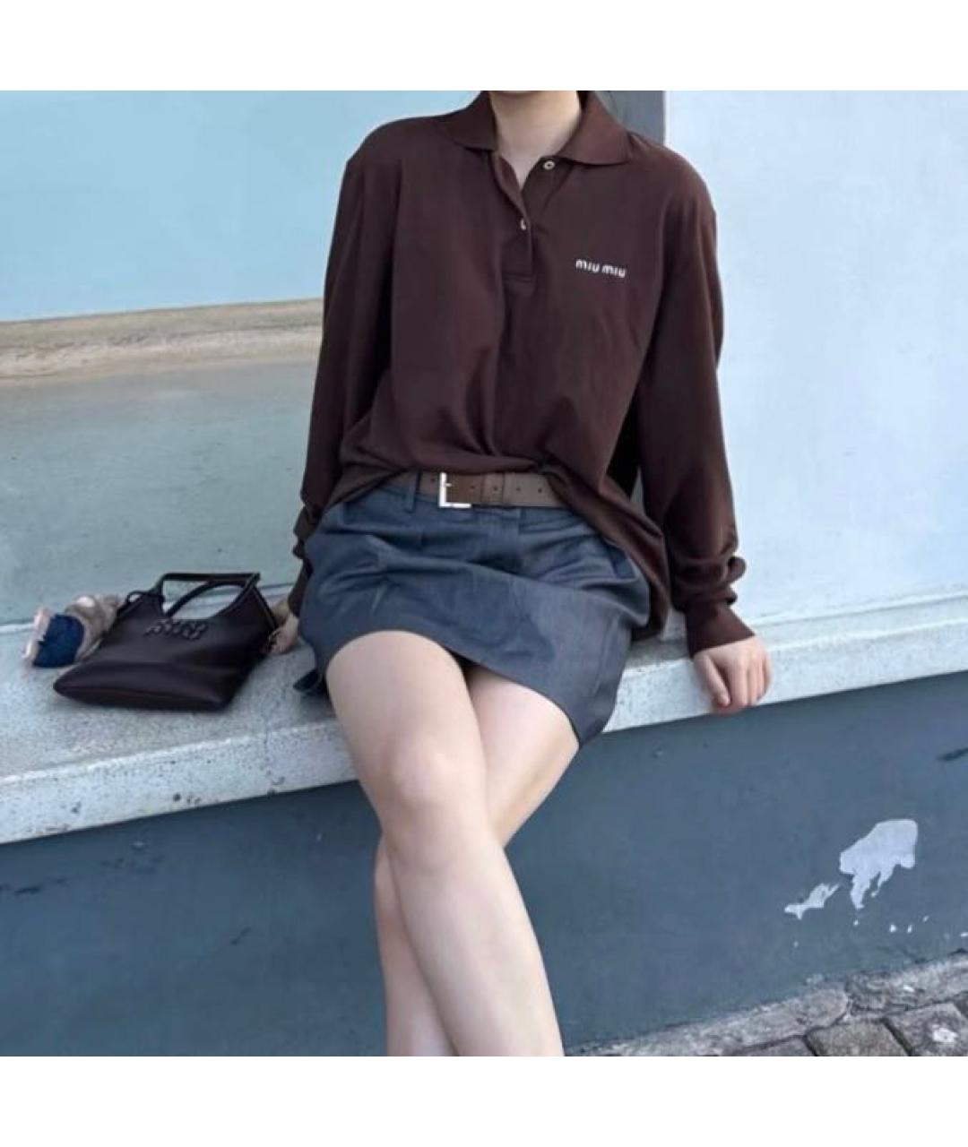 MIU MIU Коричневая хлопковая рубашка, фото 8