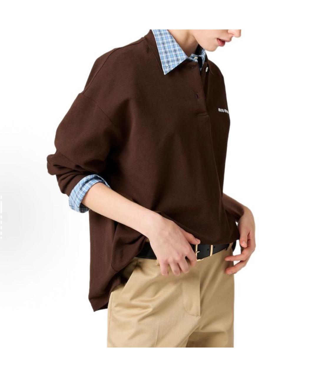 MIU MIU Коричневая хлопковая рубашка, фото 4