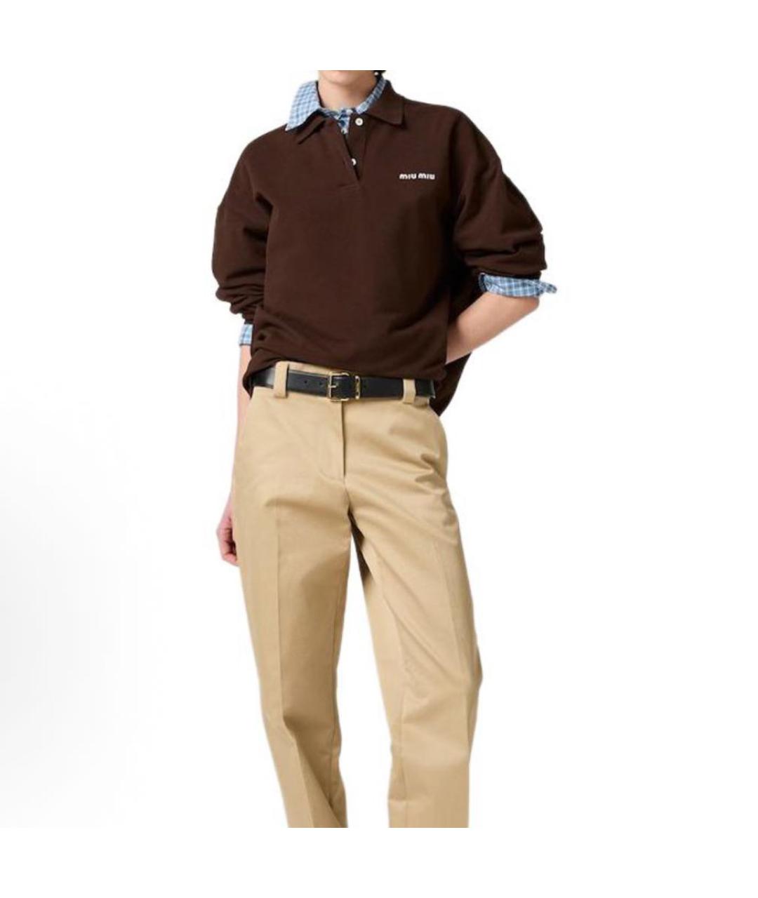 MIU MIU Коричневая хлопковая рубашка, фото 2