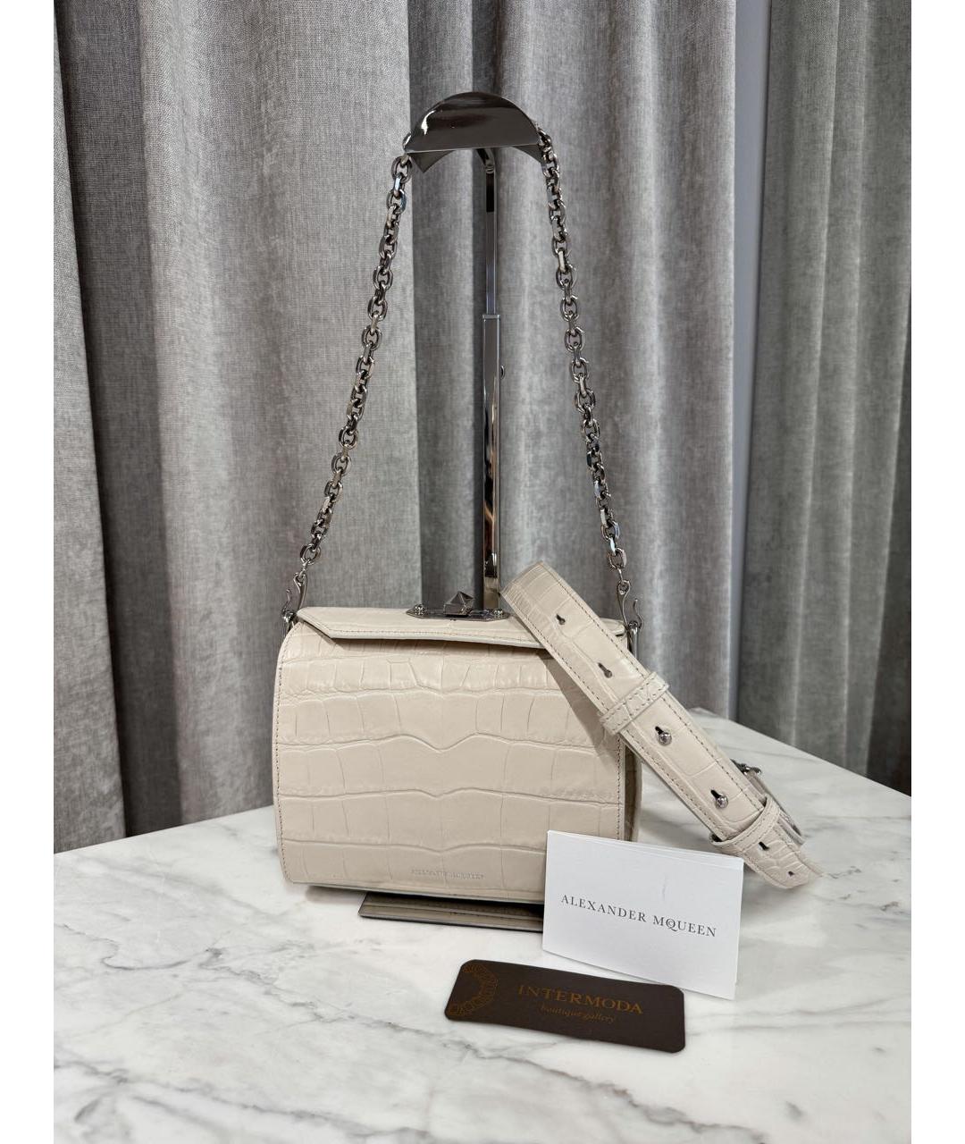 ALEXANDER MCQUEEN Бежевая кожаная сумка через плечо, фото 2