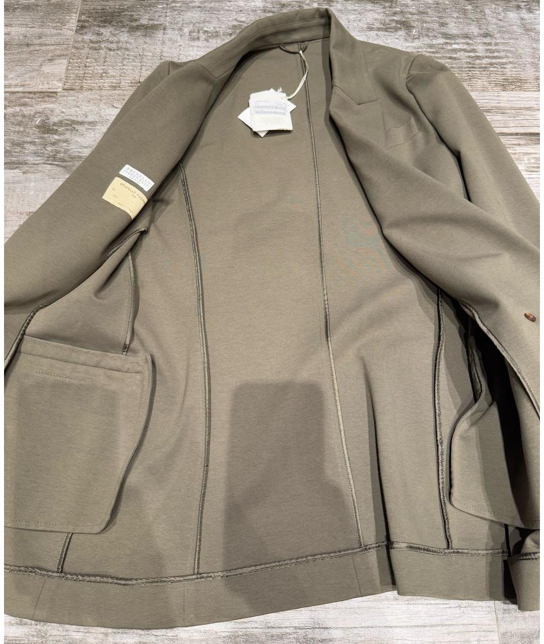 BRUNELLO CUCINELLI Хаки хлопко-эластановый жакет/пиджак, фото 2