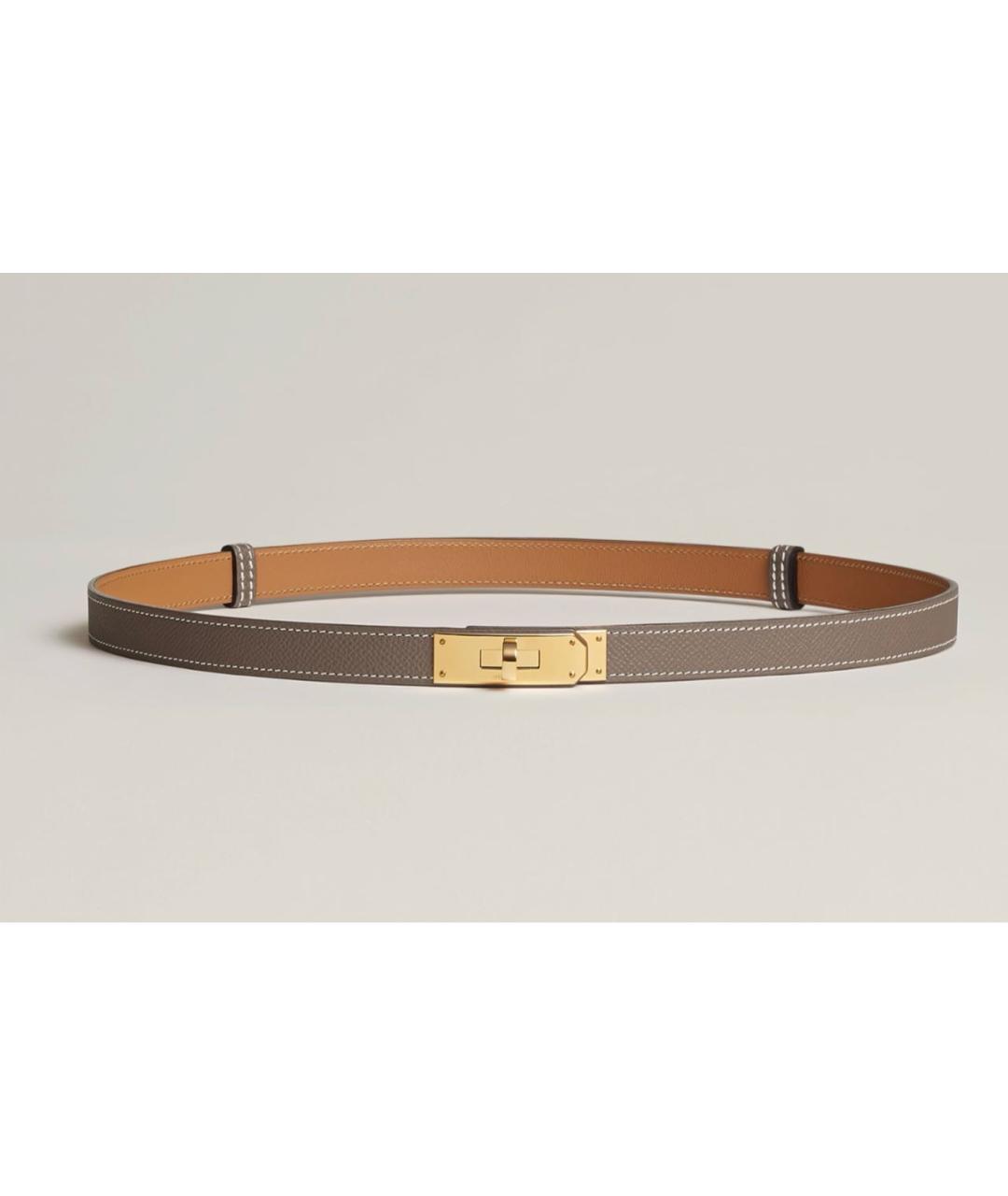 HERMES Серый кожаный ремень, фото 3