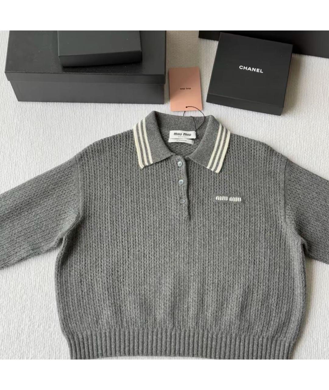 MIU MIU Серый кашемировый джемпер / свитер, фото 7
