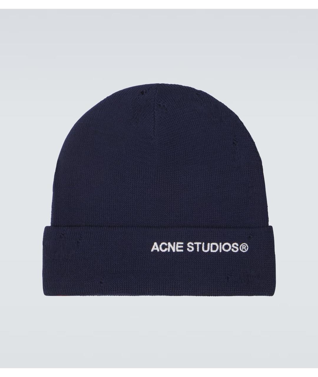 ACNE STUDIOS Темно-синяя хлопковая шапка, фото 5
